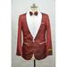 Red And White Two Toned Paisley Floral Cheap Priced Blazer Jacket For Men Tuxedo Dinner Jacket Fashion Sport Coat + Matching Bow Tie