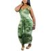 Colisha Women's Casual Plus Size Long Dress Sleeveless Tank Tie Dye Maxi Dresses with Belt foe Summer Beach