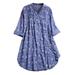 Sexy Dance Women's Floral Printed Blouse Oversize Roll Up Sleeve Stand Collar T Shirt Top Button up Shirt Top Hem Tunic Tee Tops Front Pockets for Lady Size M-5XL