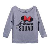 Womens Disney 3/4 Sleeve â€œ#Disney Squad" Disney World Sweat Shirt Gift Medium, Heather Grey