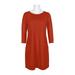 Nina Leonard Boat Neck Long Sleeve Pockets Zipper Back Solid Stretch Crepe Dress-RUST