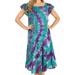 Sakkas Trila Women's Casual Summer Lace Boho Short Sleeve Midi Loose Dress Flowy - GreenPurple - Plus Size