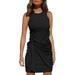 Sexy Dance Women Sleeveless Crew Neck Bodycon Dress Twist Front Summer Slim Mini Dress S-XXL Black XL(US 16-18)