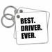 3dRose Best Driver Ever - fun gift for good drivers - driving job gift - text - Key Chains, 2.25 by 2.25-inch, set of 2