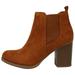 Soda Women's Round Toe Chelsea Pull On Block Ankle Bootie