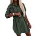 Julycc Womens Long Sleeve Casual Loose Tunic Blouse Belted Mini Shirt Dress