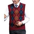 UKAP Mens Knitted Tank Top Argyle Sleeveless Jumper Golf Sweater Vest V-Neck Pullover Oversize M-4XL