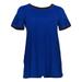 LOGO by Lori Goldstein Women's Top Sz XS Slub Knit Contrast Detail Blue A350939