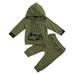 Musuos Baby Kids Suit Letter Print Pocket Decoration Top Camouflage Stretch Pants Set