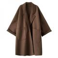 Cocloth Winter Mid-length Coat Ladies Solid Color Long-sleeved Loose Woolen Coat