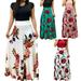 Women Dress Short Sleeves O Neck Patchwork Women Dresses Floral Printed Draped Vestidos Female Long Maxi Dress Casual Robe