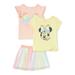 Minnie Mouse Baby Girls & Toddler Girls Flutter Sleeve Top, Tie-Front T-shirt & Scooter Skirt, 3pc Outfit Set, Sizes 12M-5T