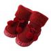 EleaEleanor Baby Warm Cozy Slipper Booties Socks with bow Tie Non Skid Fuzzy Thick Shoe Socks Infant Toddler Boys Girls