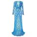 Women See Through Lace Pregnant Maternity Photography Gown Full Length Photo Shoot Gown