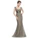 Ever-Pretty Womens Cap Sleeve Lace Plus Size Evening Wedding Party Dresses for Women 08798 Coffee US22