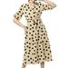 Women Summer Sexy V Neck Wrap Dress with Belt Polka Dot Party Cocktail Dress Boho Short Sleeve A Line Dress