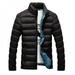 Men's jacket , leather warm coat, Retro Solid Color Thick Cottoncold, Stand Collar Down Zipper Bomber Jacket Casual Coat