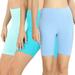 Womens & Plus Soft Cotton Stretch Mid Thigh Length Leggings Fitness Sport Biker Shorts (3PK: BLUE MINT/ICE BLUE/SPRING BLUE, S)