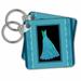 3dRose Turquoise dress on black background with striped frame and damask ribbons - Key Chains, 2.25 by 2.25-inches, set of 6