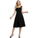 Ever-Pretty Women's Sleeveless Empire Waist Pleated Little Black Dresses 00132 Black Large