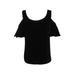 Lauren Ralph Lauren Womens Polo Black Cold-Shoulder Flutter-Sleeve Velvet Top M