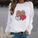 Winnereco Love Heart Round Neck Jumper Women Long Sleeve Loose Sweatshirt (White S)