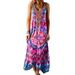 Avamo Summer Beach Tank Top Dress for Women Casual Loose Sleeveless V Neck Boho Dress Ladies Retro Cocktail Party Dresses Red S(US 2-4)