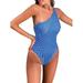 Women One-Piece Padded One Shoulder High Waist Swimsuits for Beachwear