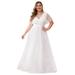 Ever-Pretty Womens Plus Size White Wedding Dress Ruffle Sleeves Formal Evening Gown 79622 US20