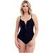 Cover Girl One Piece Swimsuit for Women Plus Size Curvy Swimwear Tummy Control - Zip Up - Zip Up, Black/Gold, Size 18