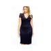 Autumn Summer Plus Size Sexy Women V-neck Lace Stretch Cocktail Party Bodycon Pencil Dress