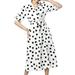 Summer Womens Sexy V Neck Wrap Dress Dot Print Half Sleeve Party Cocktail Dress with Belt Elegant A Line Dress