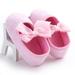 Gueuusu Newborn Girls Shoes Soft Sole Bow Crib Shoes Floral Slip-On Solid Shoes