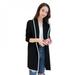 EleaEleanor Women Lapel Casual Solid Color Plus Velvet Jacket Long Sleeve Loose Cardigan Warm Long Fleece Coat