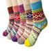 5 Pack Womens Wool Crew Socks Cotton Vintage Warm Wniter Cozy Knit Comfy Crew Socks Casual Socks