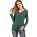 Women's V-neck Sleeveless Cardigan T-shirt Bottoming Shirt Long Sleeve Top