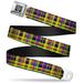 BD Wings Logo Brushed CLOSE-UP Black Silver Seatbelt Belt - Plaid Black Seatbelt Belt Standard