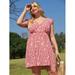 Women's Plus Size Gingham & Floral Ruffle A-line Dress