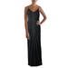 Marina Womens Mesh Embellished Evening Dress