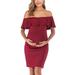 Colisha Maternity Dress for Women Ruffle Sleeve Off Shoulder Stretch Bodycon Dress for Baby Shower Photoshoot