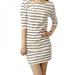 Spring Summer Dress Women Round Neck Fashion Black and White Striped Straight Casual Dress White M