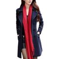 Topwoner Fashion Woolen Coat Women Long Overcoat Trench Double Breasted Parka Female Winter Jacket