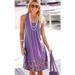 ZIYIXIN Women Summer Casual Dress Floral Round Neck Sleeveless Loose Dress