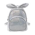 Zewfffr Bowknot Travel Backpacks Kid Girls Leather Sequins School Knapsack (Silver)