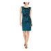 JESSICA HOWARD Womens Green Embroidered Floral Sleeveless Jewel Neck Above The Knee Sheath Wear To Work Dress Size 10P