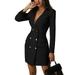 EYIIYE Women Casual Long Sleeve Coat Slim Blazer Jacket Outwear Bodycon Dress S-2XL