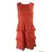 Cece Womens Coral Sleeveless Lace Ruffle Sheath Dress 6