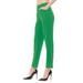 Women's Straight Fit Trouser Ankle Pants Wrinkle-Free No Belt Loop (Large, Green)