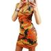 Multitrust Women Casual Summer Sleeveless Camouflage Print Tank Bodycon Pencil Slim Dress Party Cocktail Mini Pencil Dress Plus Size