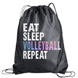 Volleyball Drawstring Bag for Girls, Eat Sleep Volleyball Repeat Backpack, Volleyball Player Gift, Teen Sport Pack Cinch Sack Tote Bag